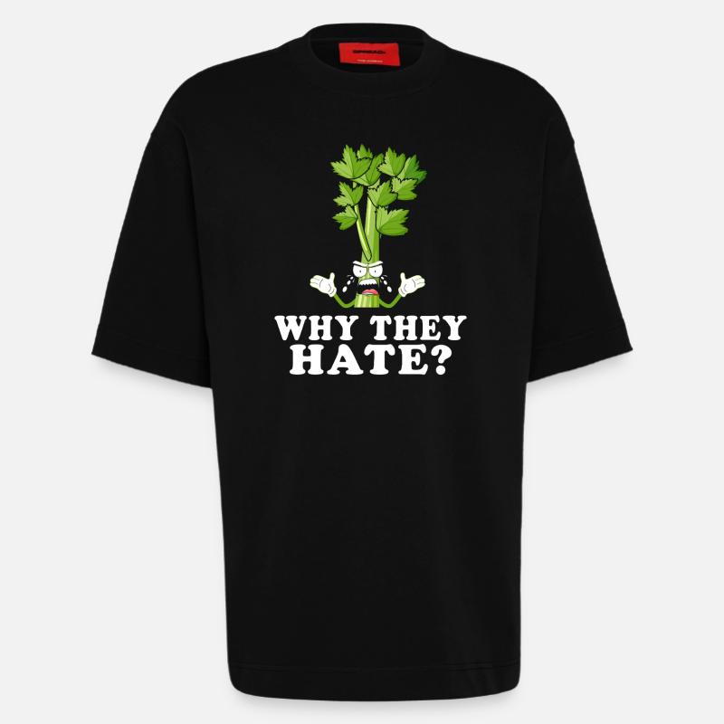 Celery Rage Why They Hate? - Heavyweight T-Shirt - made by SPREAD  - SOLID BLACK