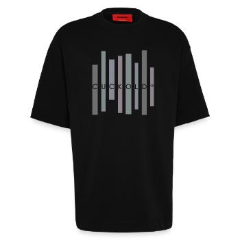 Cuckold - Heavyweight T-Shirt - made by SPREAD  - SOLID BLACK - Vorne - Fiona (171cm)