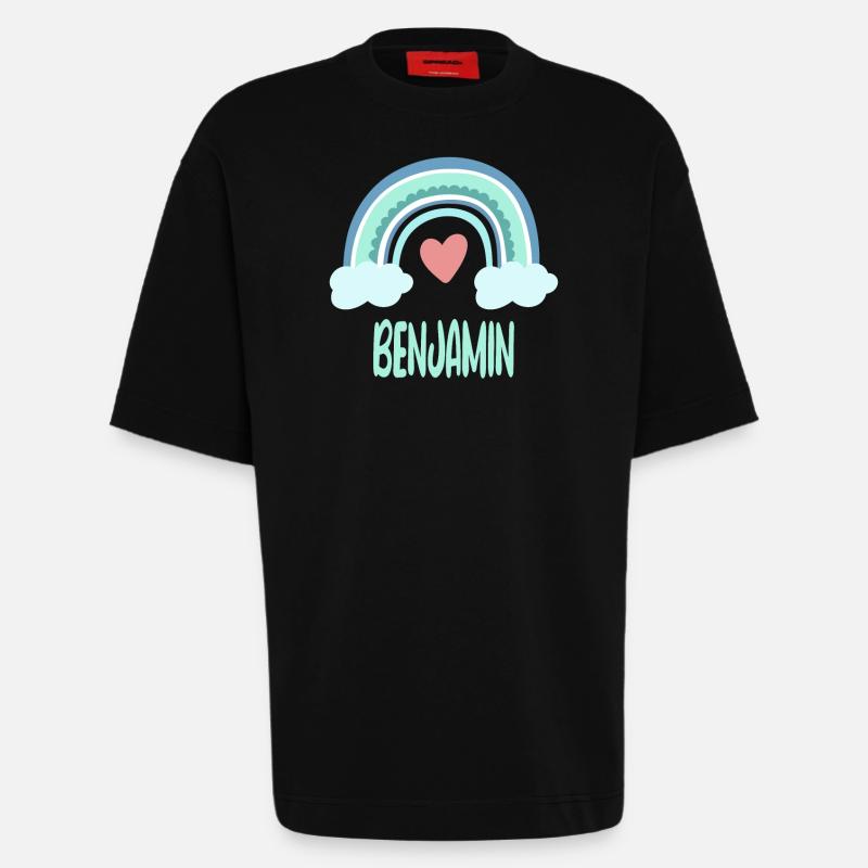 Benjamin Name Regenbogen Baby - Heavyweight T-Shirt - made by SPREAD  - SOLID BLACK