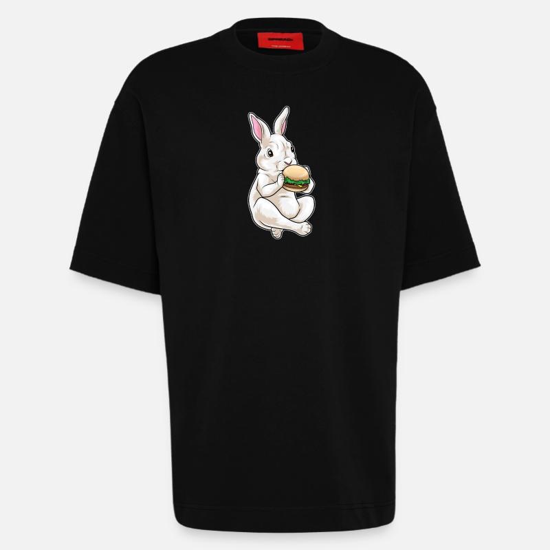 Bunny Hamburger - Heavyweight T-Shirt - made by SPREAD  - SOLID BLACK
