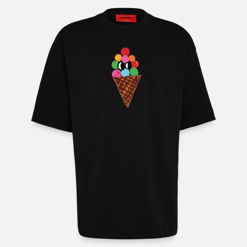 Pop Art coloré en cornet de glace - T-shirt bio épais oversize fabriqué en UE - SOLID BLACK
