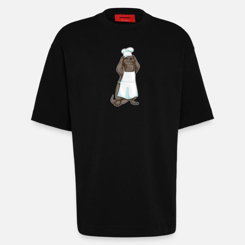 Chef Chef Cuisson Chef Cuisson - T-shirt bio épais oversize fabriqué en UE - SOLID BLACK