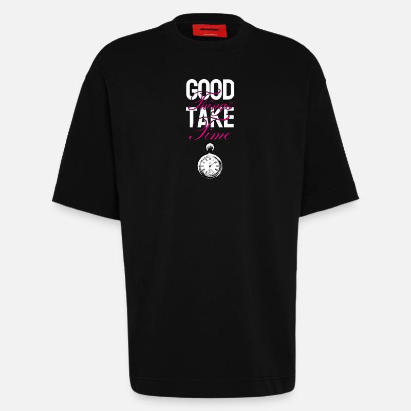 Good things take time - Heavyweight T-Shirt - made by SPREAD - SOLID BLACK