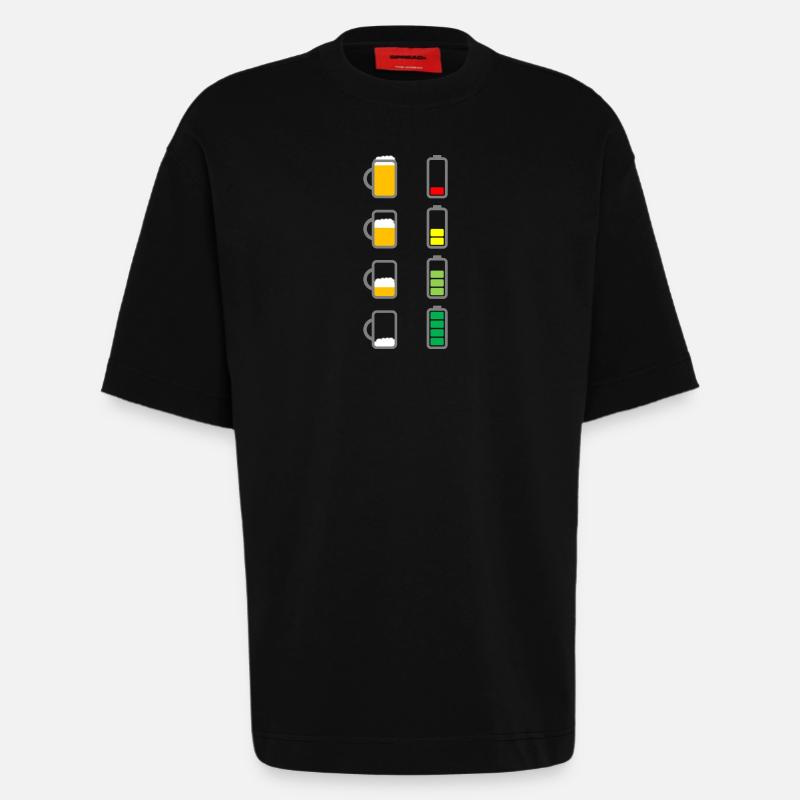 Recharge beer battery - Heavyweight T-Shirt - made by SPREAD  - SOLID BLACK