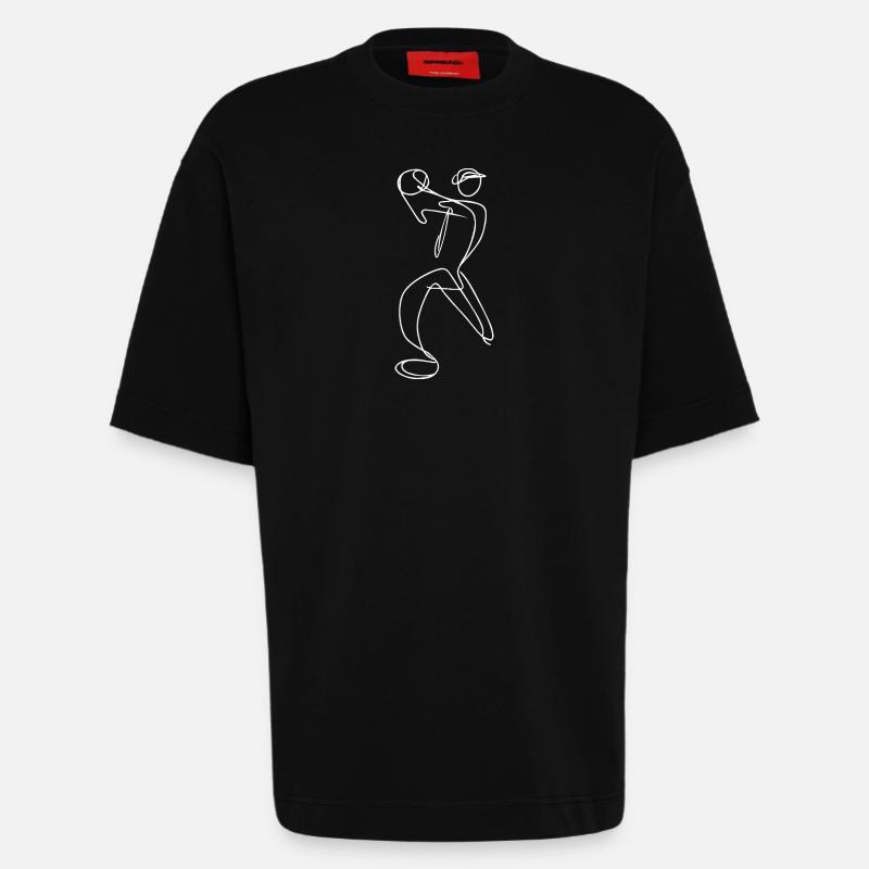 Esquisse du lanceur de cricket - T-shirt bio épais oversize fabriqué en UE - SOLID BLACK