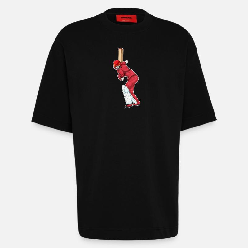 Skeleton Cricket Cricket Bats - T-shirt bio épais oversize fabriqué en UE - SOLID BLACK