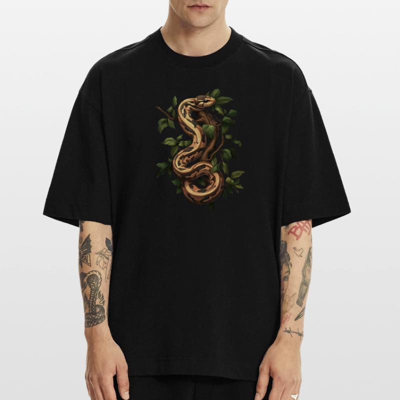 Roi Python Serpents Amoureux Terrarium Python T-shirt bio épais oversize fabriqué en UE