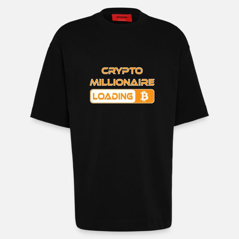 CRYPTO MILLIONAIRE LOADING BITCOIN - Heavyweight T-Shirt - made by SPREAD - SOLID BLACK
