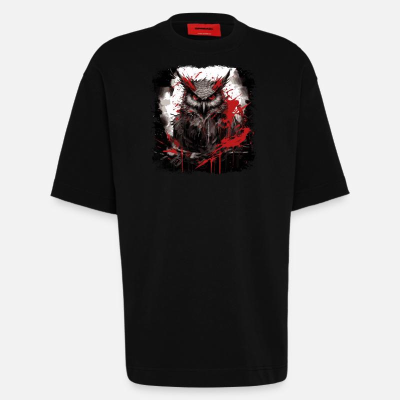 Gothic Eule - Heavyweight T-Shirt - made by SPREAD  - SOLID BLACK