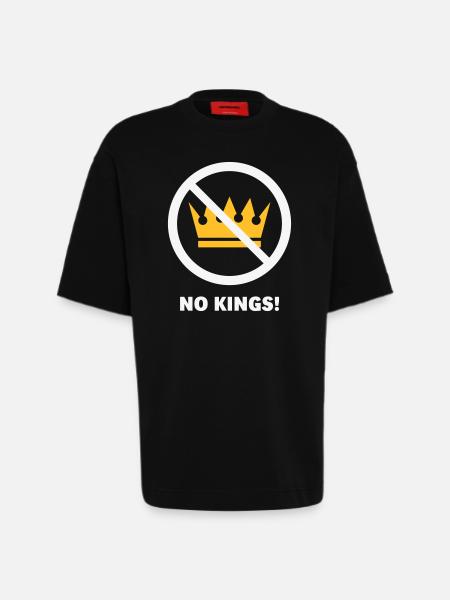 Pas de rois ! (Projet de protestation / NEG 2C) - T-shirt bio épais oversize fabriqué en UE - SOLID BLACK