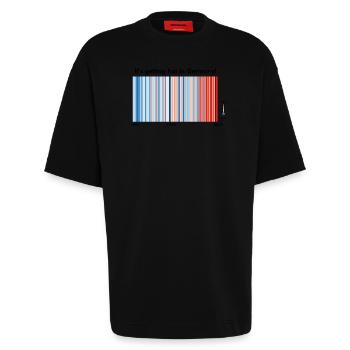 Warming Stripes Germany (black) - Heavyweight T-Shirt - made by SPREAD  - SOLID BLACK - Vorne - Fiona (171cm)