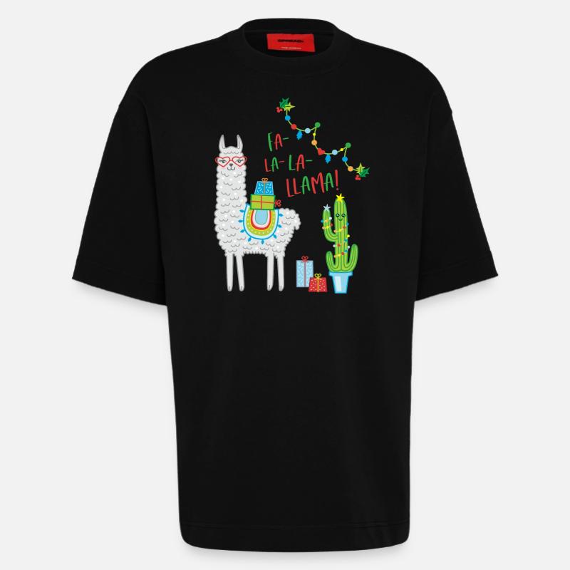 Fa la Llama Weihnachtspullover Weihnachtsgeschenk - Heavyweight T-Shirt - made by SPREAD  - SOLID BLACK