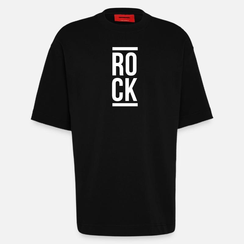 Rock Bold Vertikale Typografie - Heavyweight T-Shirt - made by SPREAD  - SOLID BLACK