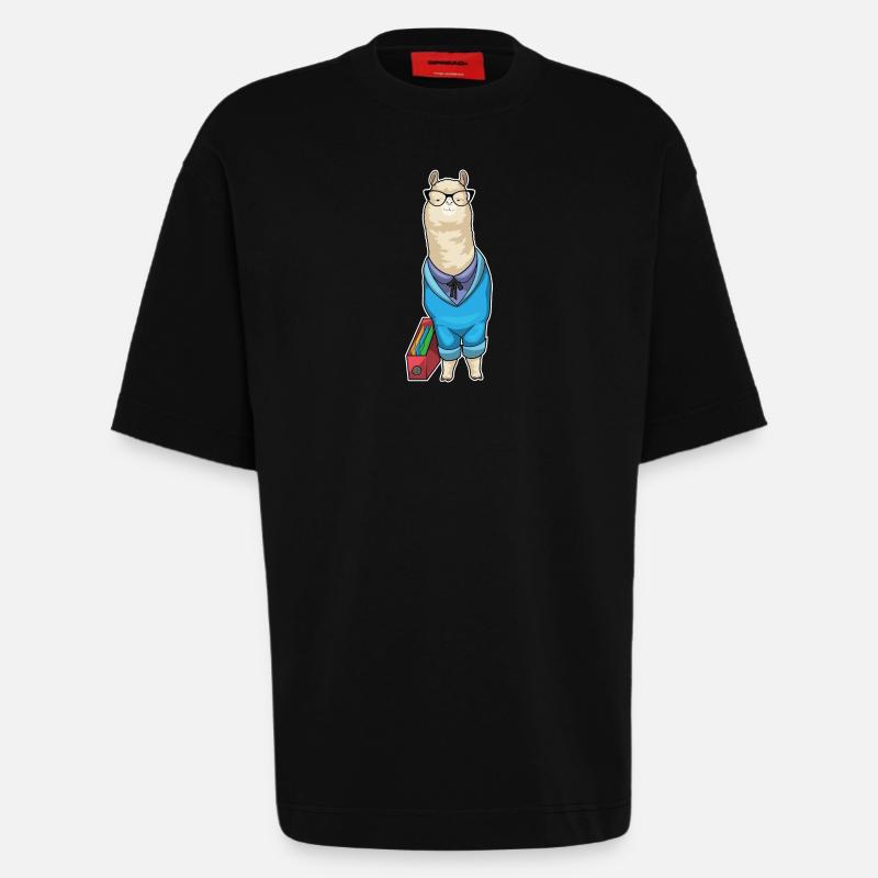 Alpaca Secretary Folder Office - Heavyweight T-Shirt - made by SPREAD - SOLID BLACK