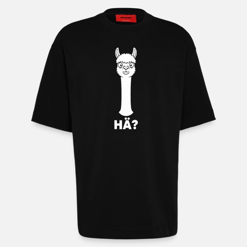 Lama mit fragendem Blick - Heavyweight T-Shirt - made by SPREAD  - SOLID BLACK