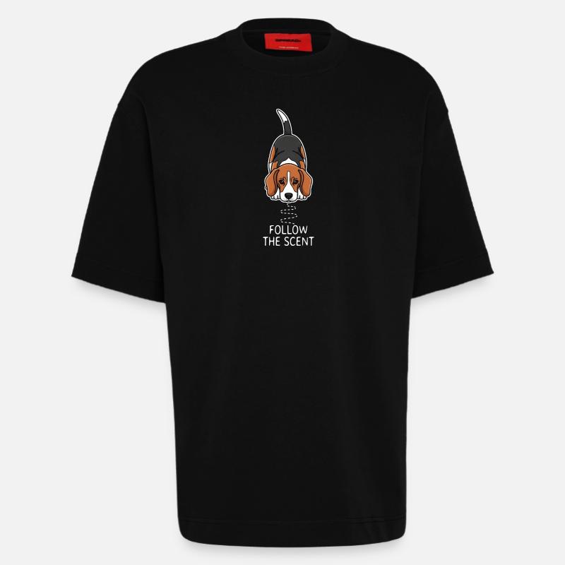Suivez le design Scent Beagle - T-shirt bio épais oversize fabriqué en UE - SOLID BLACK