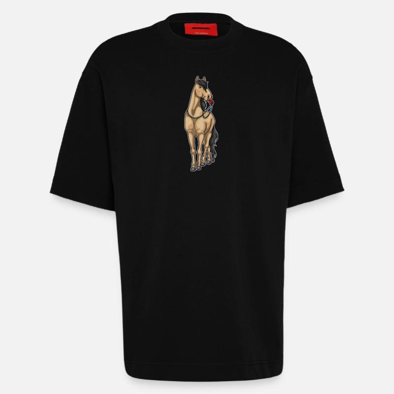 Sifflet d’arbitre de cheval - T-shirt bio épais oversize fabriqué en UE - SOLID BLACK