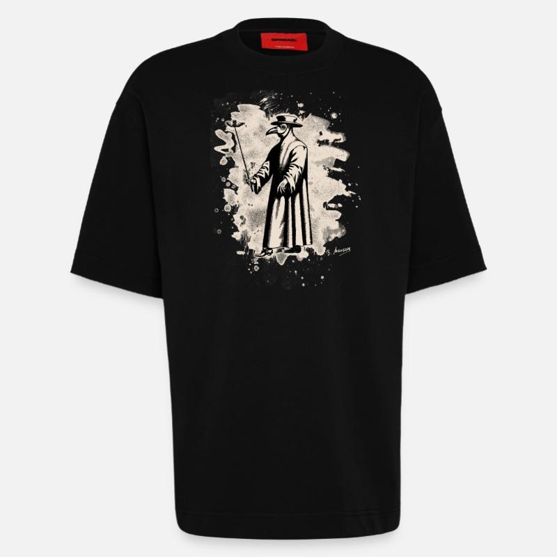 Dr. Schnabel – Pestarzt - bleached white - Heavyweight T-Shirt - made by SPREAD  - SOLID BLACK