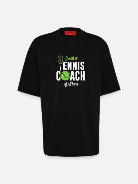 Largest tennis coach ever - Heavyweight T-Shirt - made by SPREAD  - SOLID BLACK
