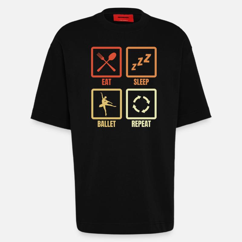 Manger dormir Ballet Répéter - T-shirt bio épais oversize fabriqué en UE - SOLID BLACK
