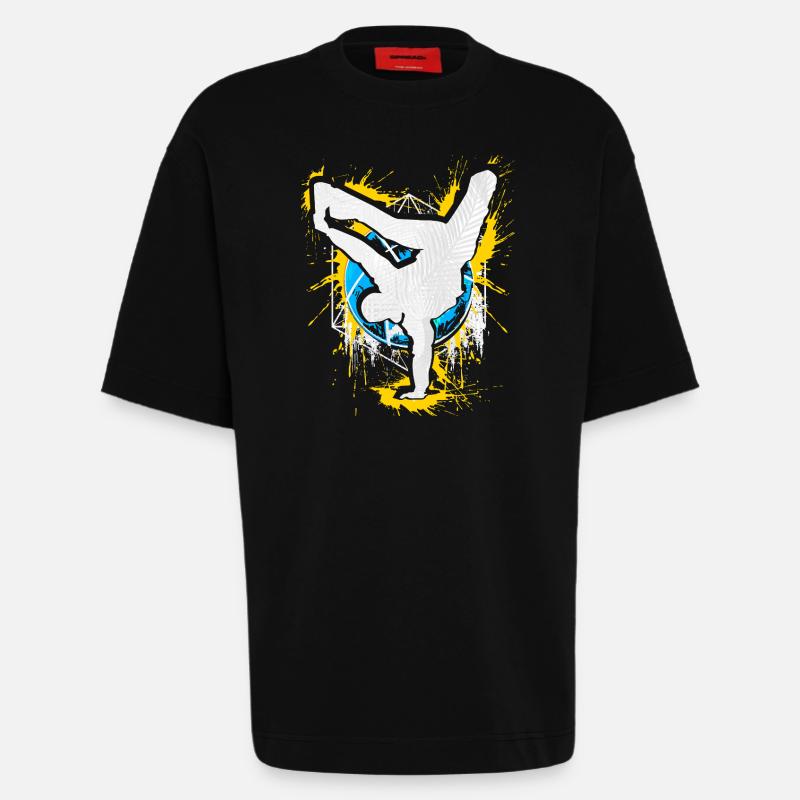 Breakdance Handstand Bboy - B-Boying Breakdancer - T-shirt bio épais oversize fabriqué en UE - SOLID BLACK