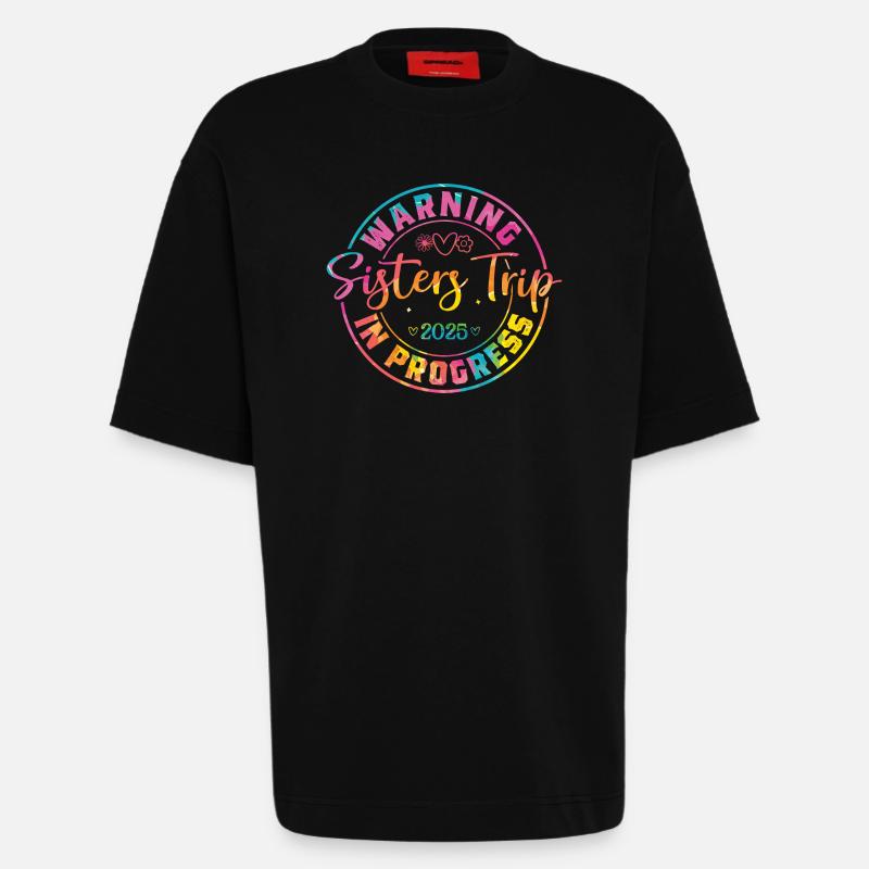 Nurses' Weekend Warning Sisters' Trip - Heavyweight T-Shirt - made by SPREAD  - SOLID BLACK