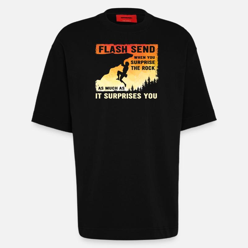 Boulderer Flash Send Bloc - T-shirt bio épais oversize fabriqué en UE - SOLID BLACK