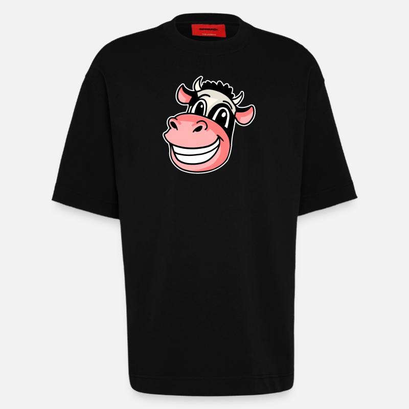 Kuh Kopf - Heavyweight T-Shirt - made by SPREAD - SOLID BLACK