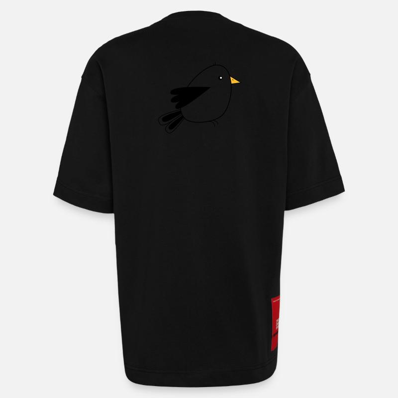 petit oiseau - T-shirt bio épais oversize fabriqué en UE - SOLID BLACK