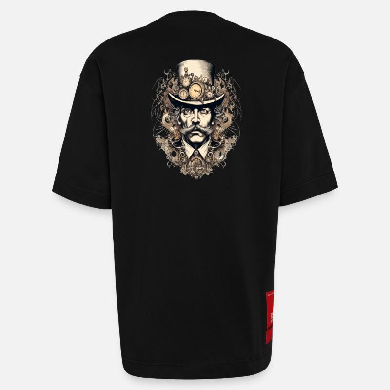 Steampunk Gentleman mit Uhren - Heavyweight T-Shirt - made by SPREAD - SOLID BLACK
