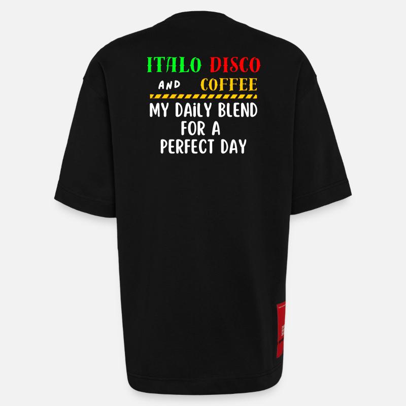 Italo Disco und Kaffeehemd - Heavyweight T-Shirt - made by SPREAD - SOLID BLACK