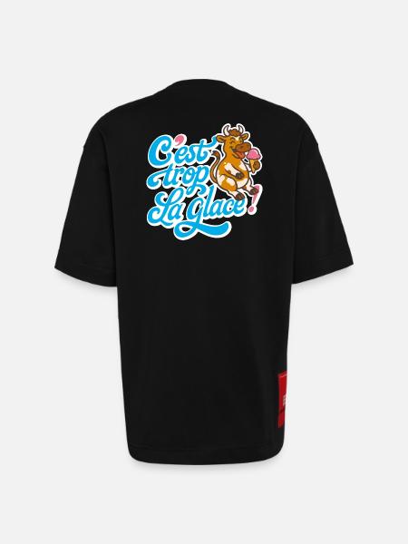 C'est trop la glace ! - T-shirt bio épais oversize fabriqué en UE - SOLID BLACK