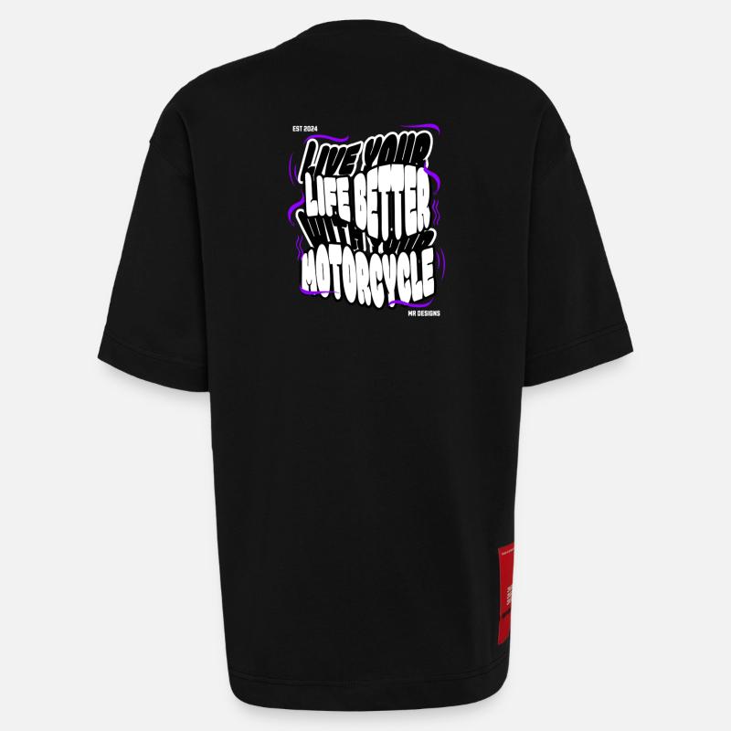 Motorcycle x MR DESIGNS  - Heavyweight T-Shirt - made by SPREAD  - SOLID BLACK