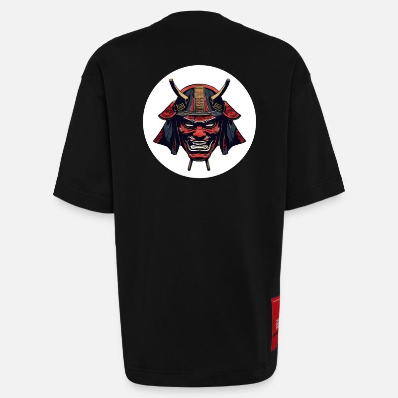 Roter Oni Dämonenhelm - Heavyweight T-Shirt - made by SPREAD - SOLID BLACK
