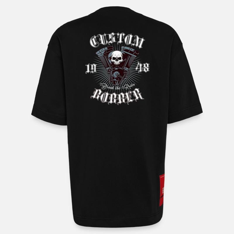 Bobber Chopper Motorrad Design - Heavyweight T-Shirt - made by SPREAD - SOLID BLACK