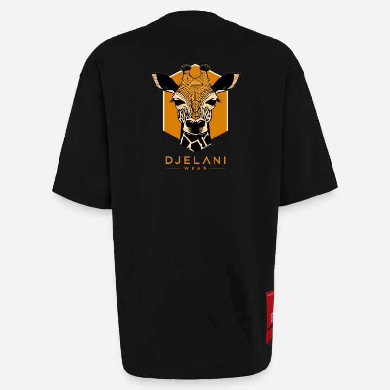 Geometric Giraffe in Ochre - Heavyweight T-Shirt - made by SPREAD  - SOLID BLACK