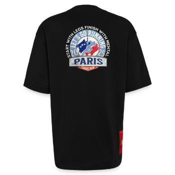Let s go running in Paris Marathon - Heavyweight T-Shirt - made by SPREAD  - SOLID BLACK - Back - Fiona (171cm)