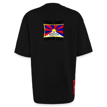free Tibet - Heavyweight T-Shirt - made by SPREAD  - SOLID BLACK - Hinten - Fiona (171cm)