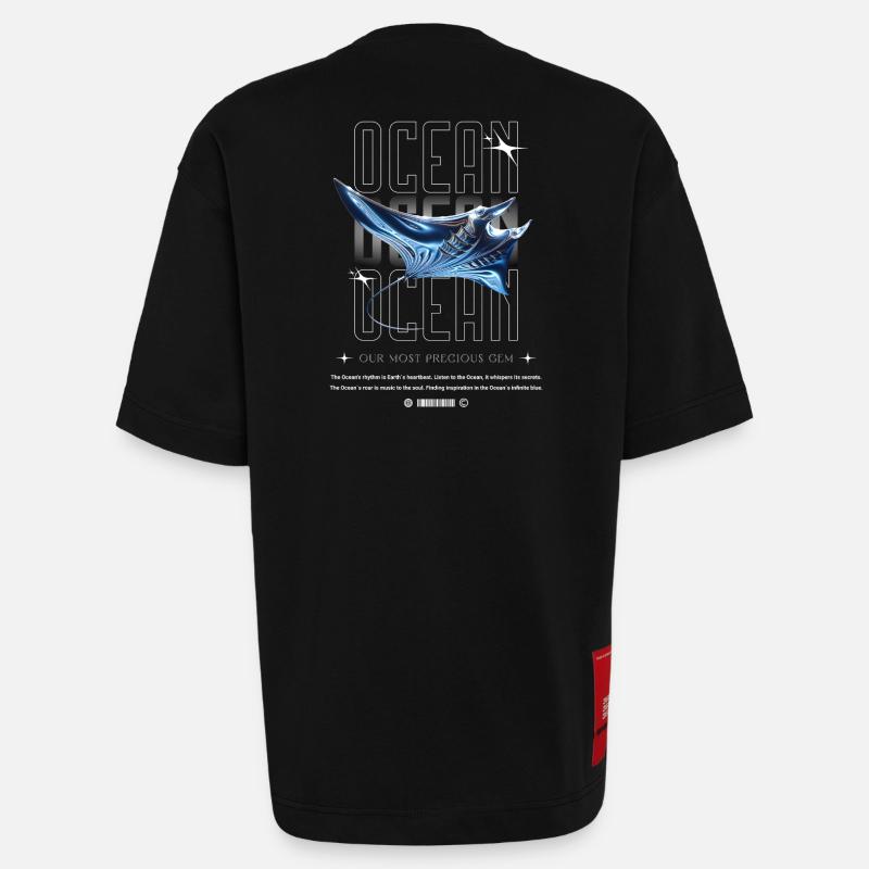Ocean Manta Precious Treasure - Heavyweight T-Shirt - made by SPREAD  - SOLID BLACK