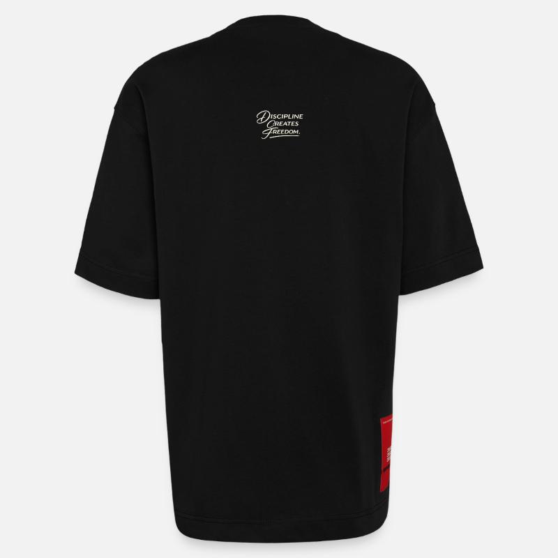 Discipline Creates Freedom Script - T-shirt bio épais oversize fabriqué en UE - SOLID BLACK