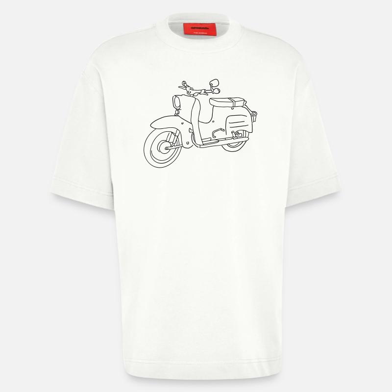 Motorroller, Moped Schwalbe - Heavyweight T-Shirt - made by SPREAD  - OFF WHITE