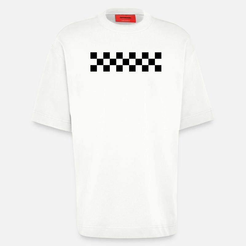 chequered flag design - Heavyweight T-Shirt - made by SPREAD - OFF WHITE