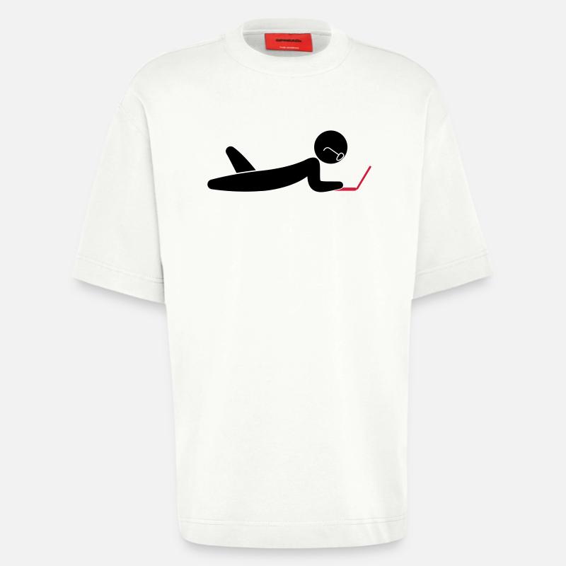 A programmer using a laptop - Heavyweight T-Shirt - made by SPREAD  - OFF WHITE