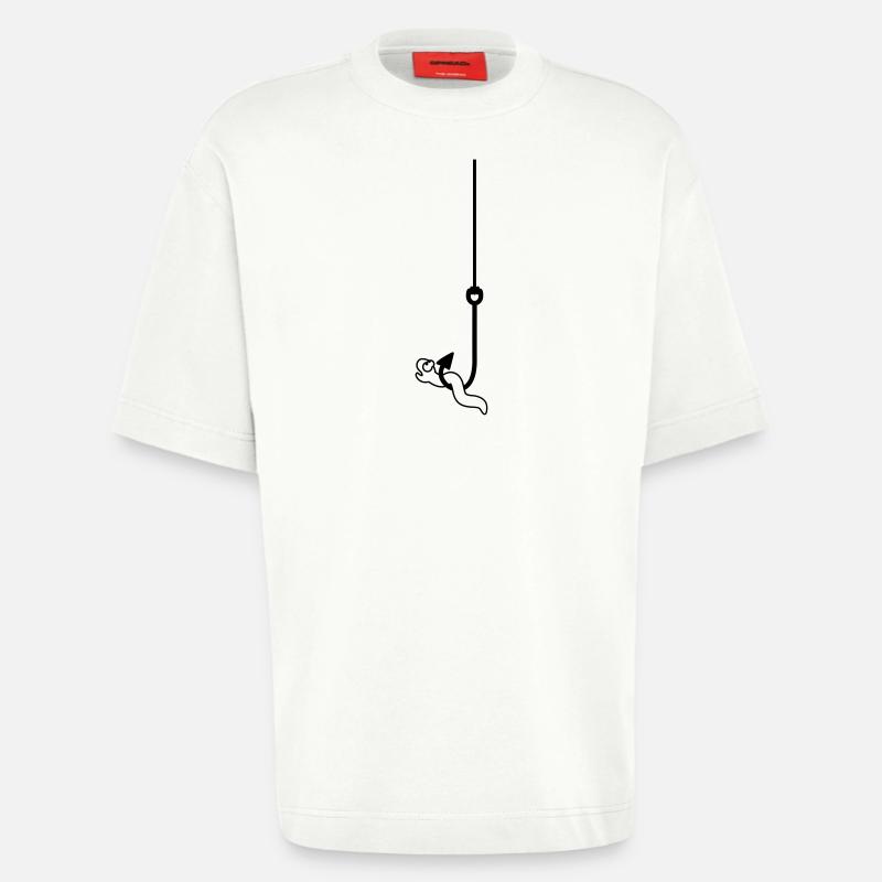 Worm On The Hook - Heavyweight T-Shirt - made by SPREAD  - OFF WHITE