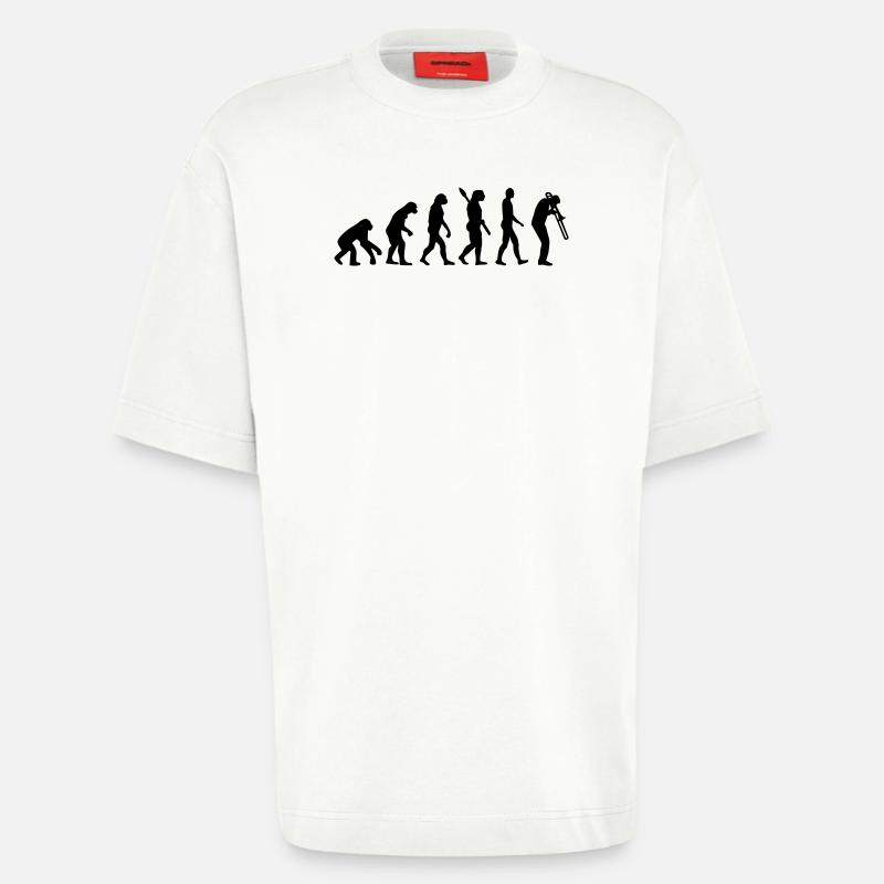 Evolution Trombone - Heavyweight T-Shirt - made by SPREAD  - OFF WHITE