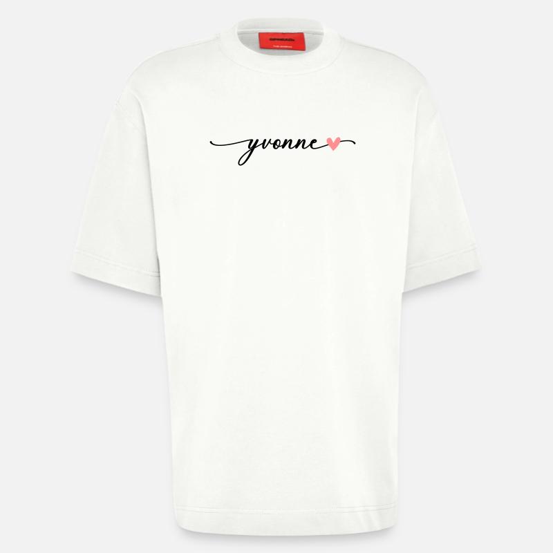 Yvonne Surname First name Calligraphy Script - Heavyweight T-Shirt - made by SPREAD  - OFF WHITE