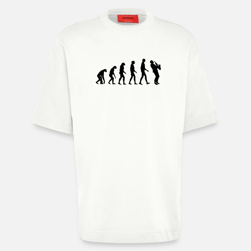 saxophone evolution - T-shirt bio épais oversize fabriqué en UE - OFF WHITE