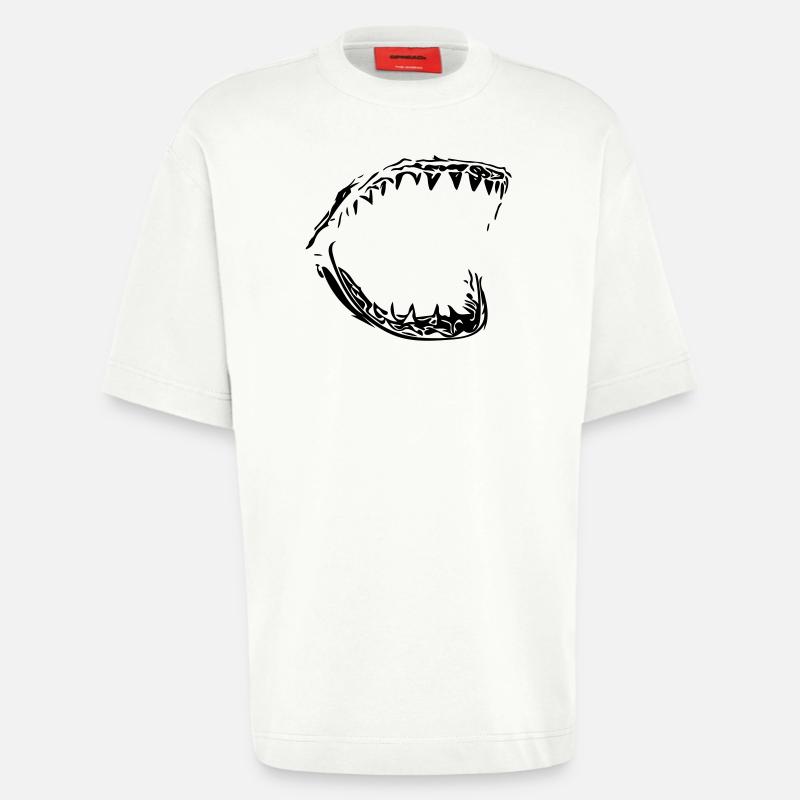 Giant vector shark bit - Heavyweight T-Shirt - made by SPREAD - OFF WHITE