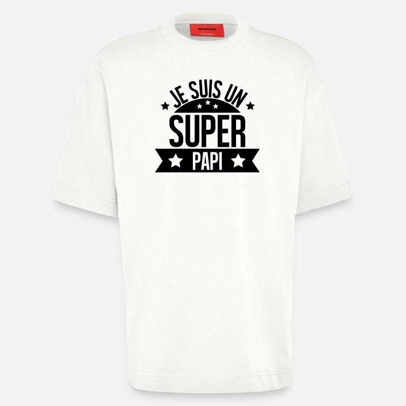 je suis un super papi - T-shirt bio épais oversize fabriqué en UE - OFF WHITE