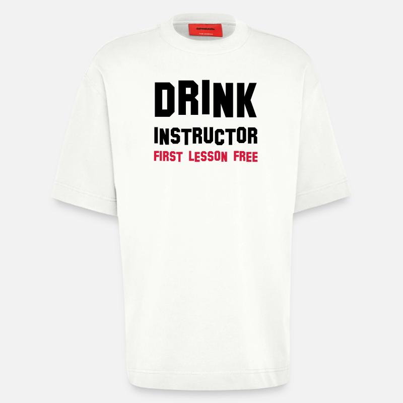 drink instructor - Heavyweight oversized organic T-shirt made in EU - OFF WHITE
